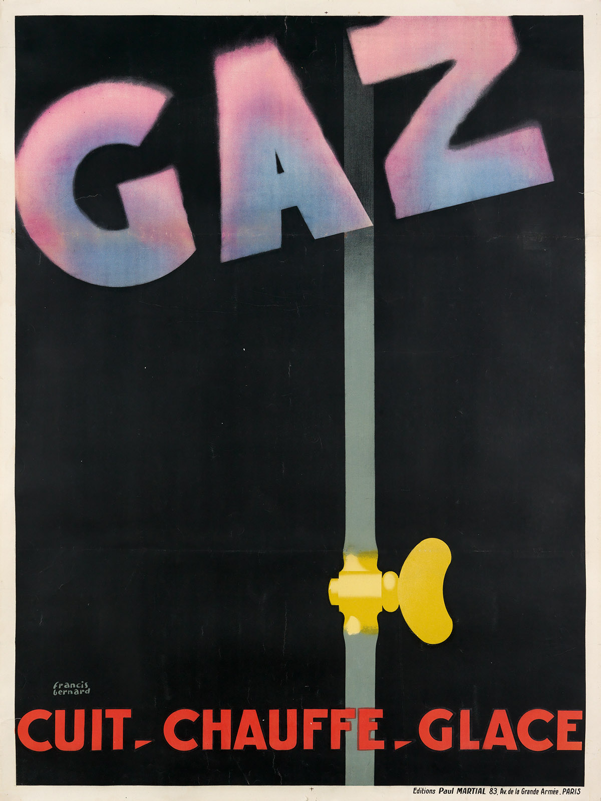 FRANCIS BERNARD (1900-1979). GAZ / CUIT - CHAUFFE - GLACE. 1928. 60x46 inches, 153x116 cm. Paul Martial, Paris.